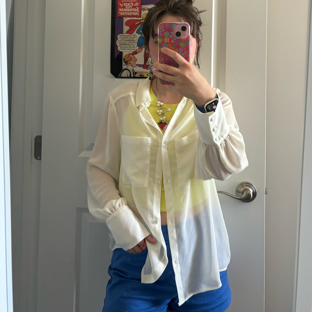 White/cream transparent shirt/blouse